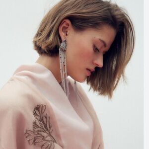 Zara Silver and Red Dangle Earrings